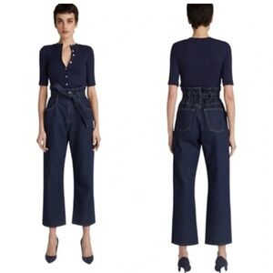 3X1 KELLY PAPERBAG WAIST DARK‎ DENIM CROP JEANS SIZE 32